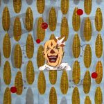 Corn Clown 2012. Latex on canvas,  52 x 52 in.